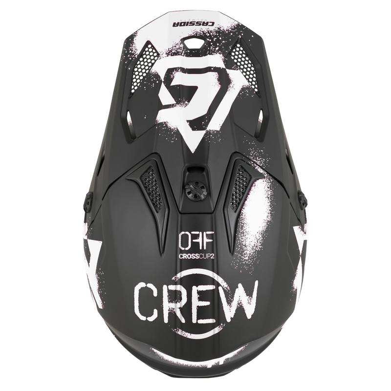 Casco da motocross per bambini Cassida Cross Cup 2 Crew Junior nero opaco-bianco
