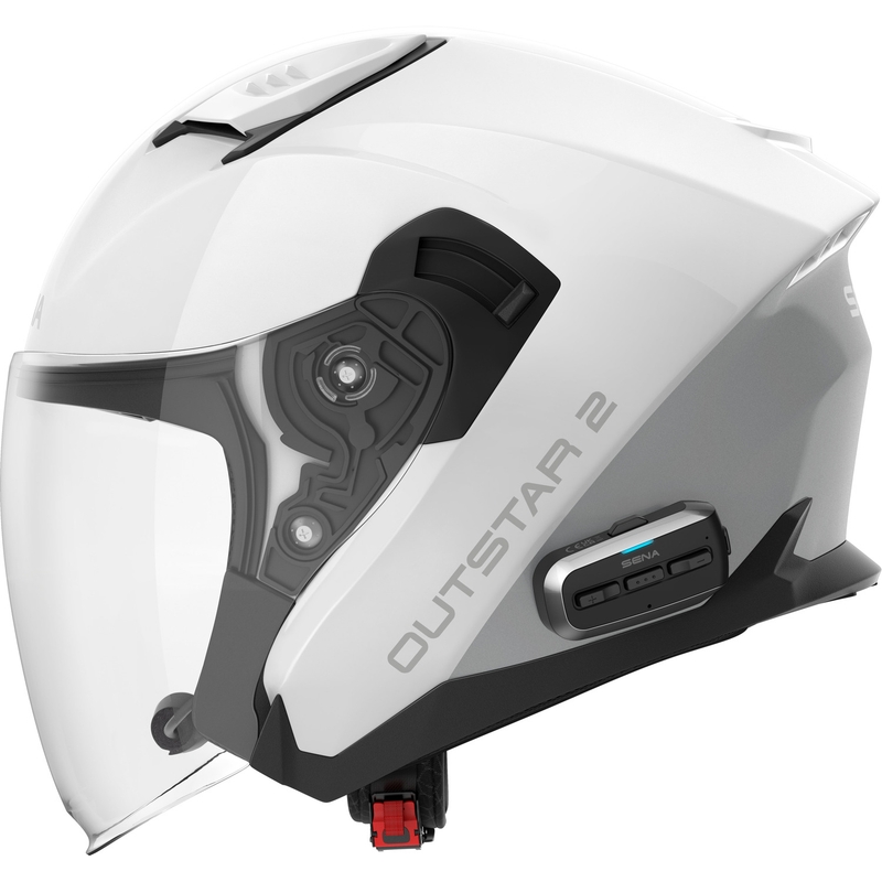 Casco da moto aperto SENA Outstar 2 con cuffie bianco lucido