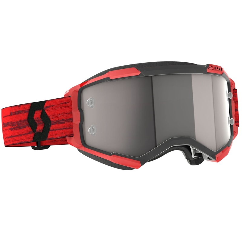 Occhiali da motocross SCOTT Fury CH rosso scuro con plexiglass specchiato argento