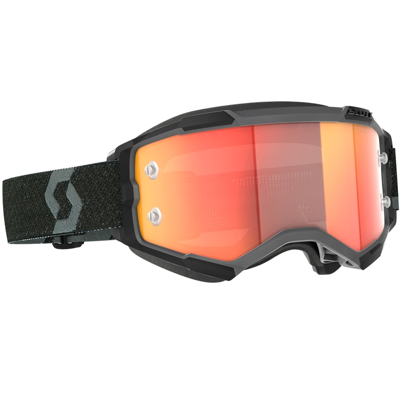 Maschera da motocross SCOTT Fury CH nero-arancione con plexiglass specchiato