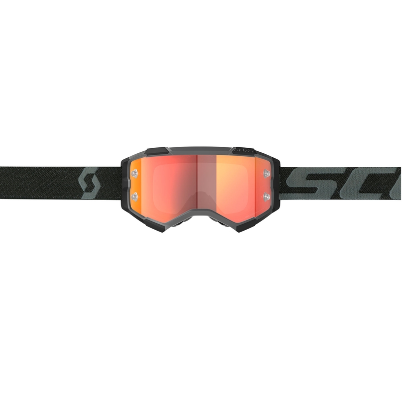Maschera da motocross SCOTT Fury CH nero-arancione con plexiglass specchiato