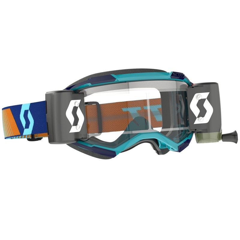 Occhiali da motocross SCOTT Fury WFS blu-arancio con plexiglass trasparente