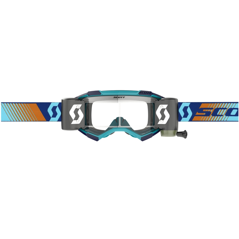 Occhiali da motocross SCOTT Fury WFS blu-arancio con plexiglass trasparente
