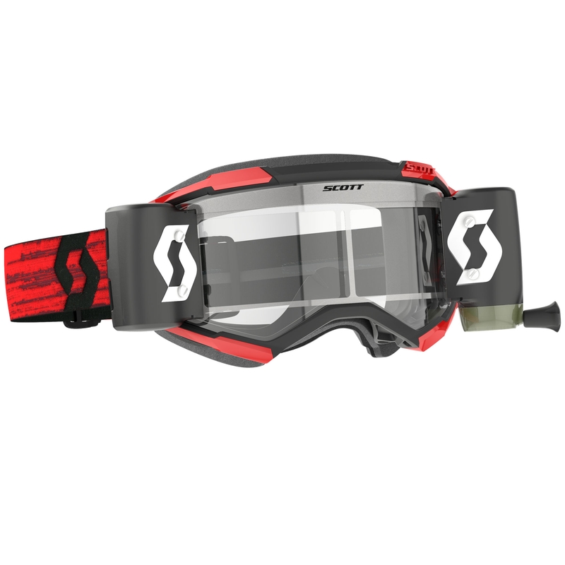 Occhiali da motocross SCOTT Fury WFS rosso scuro con plexiglass trasparente