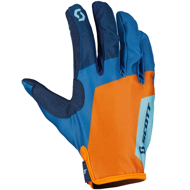 Guanti da motocross per bambini SCOTT 350 FURY EVO blu-arancione