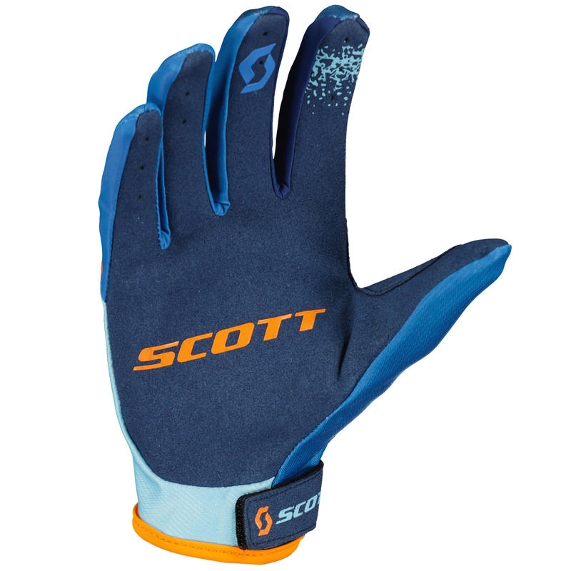 Guanti da motocross per bambini SCOTT 350 FURY EVO blu-arancione
