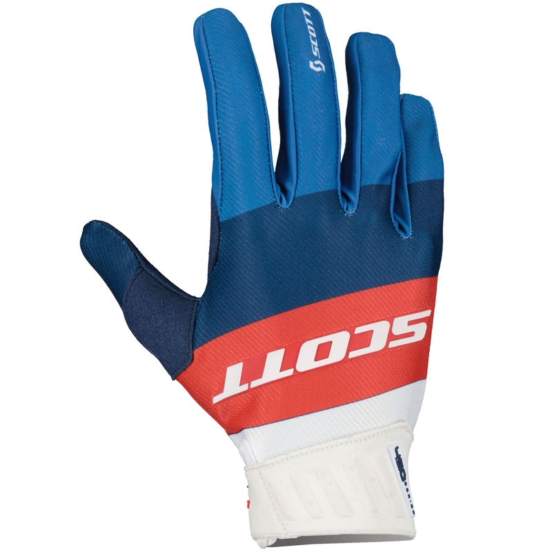 Guanti da motocross SCOTT 450 ANGLED blu-rosso