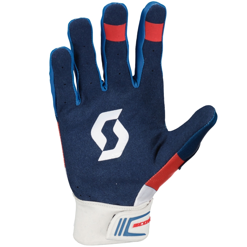 Guanti da motocross SCOTT 450 ANGLED blu-rosso