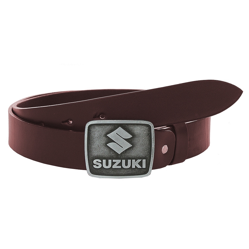 Cintura moto Suzuki in pelle marrone con fibbia