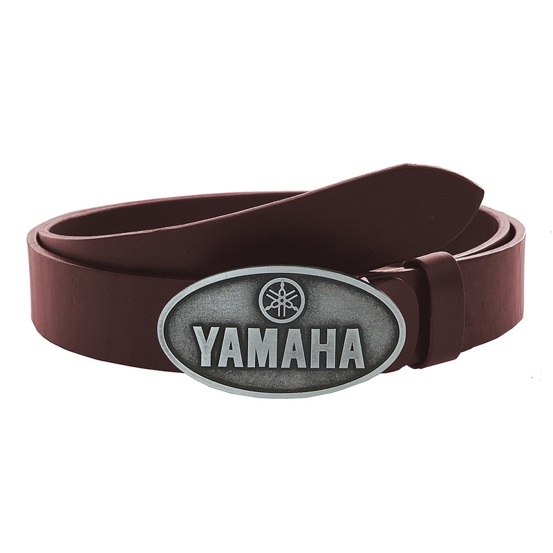 Cintura moto in pelle con fibbia Yamaha marrone