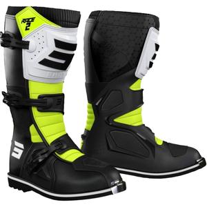 Stivali da moto per bambini Shot Race 2 Nero-Bianco-Giallo fluo
