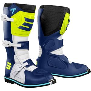 Stivali moto da bambino Shot Race 2 blu-bianco-giallo fluo