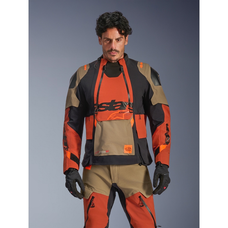 Giacca da moto Alpinestars Halo PRO Drystar XF marrone chiaro-arancione scuro-nero
