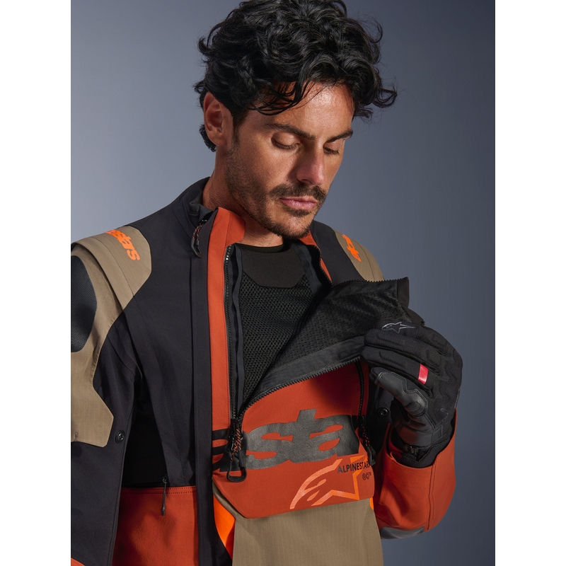 Giacca da moto Alpinestars Halo PRO Drystar XF marrone chiaro-arancione scuro-nero