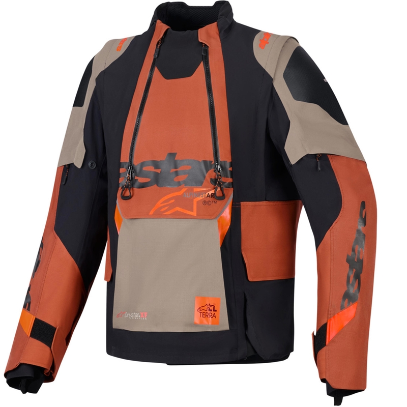 Giacca da moto Alpinestars Halo PRO Drystar XF marrone chiaro-arancione scuro-nero
