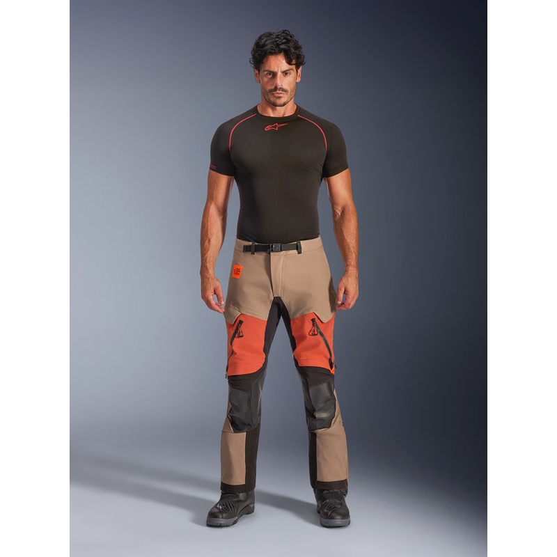 Pantaloni da moto Alpinestars Halo PRO Drystar XF marrone chiaro-arancione scuro-nero