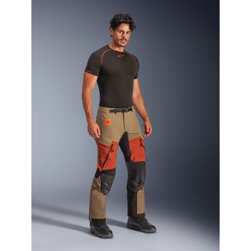 Pantaloni da moto Alpinestars Halo PRO Drystar XF marrone chiaro-arancione scuro-nero