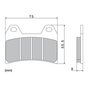 Pastiglie freno NISSIN mescola semimetallica 76x55,5x9 mm 2 pz