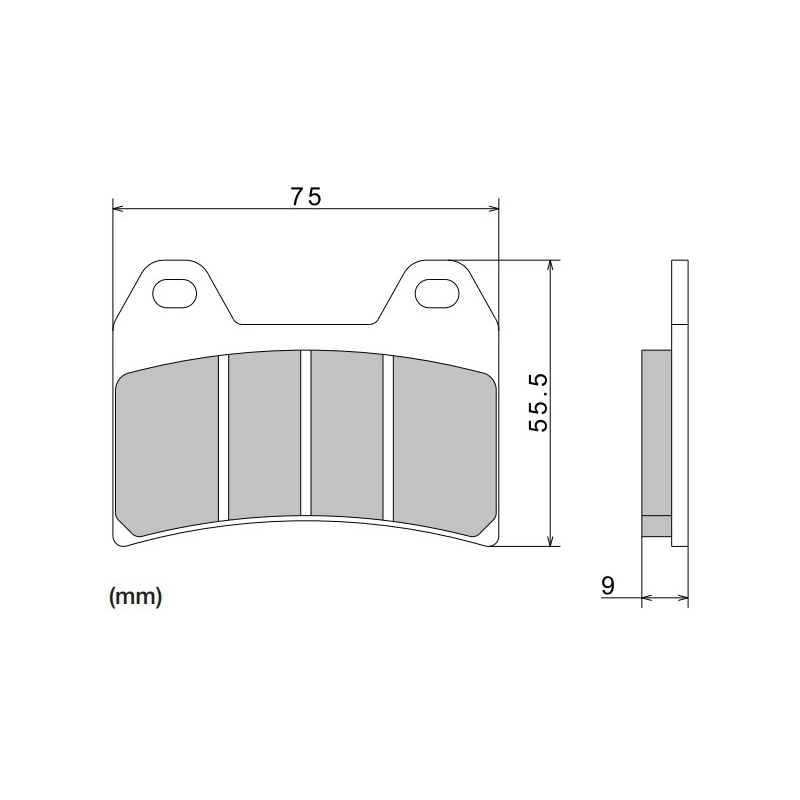 Pastiglie freno NISSIN mescola semimetallica 76x55,5x9 mm 2 pz
