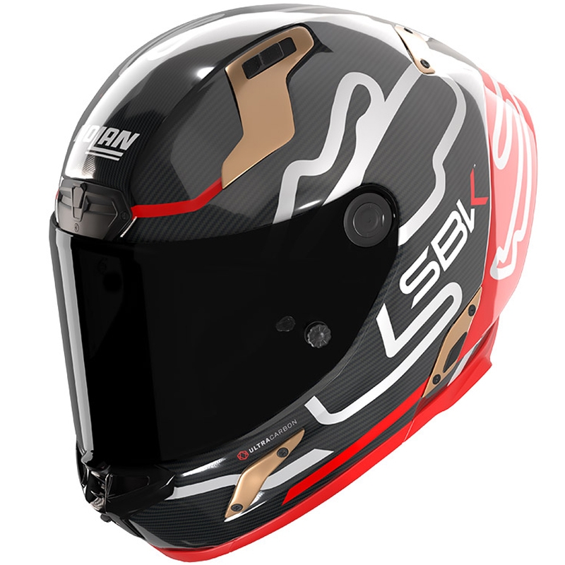 Casco integrale da moto Nolan X-804 RS Ultra Carbon SBK Nero lucido-Rosso-Oro