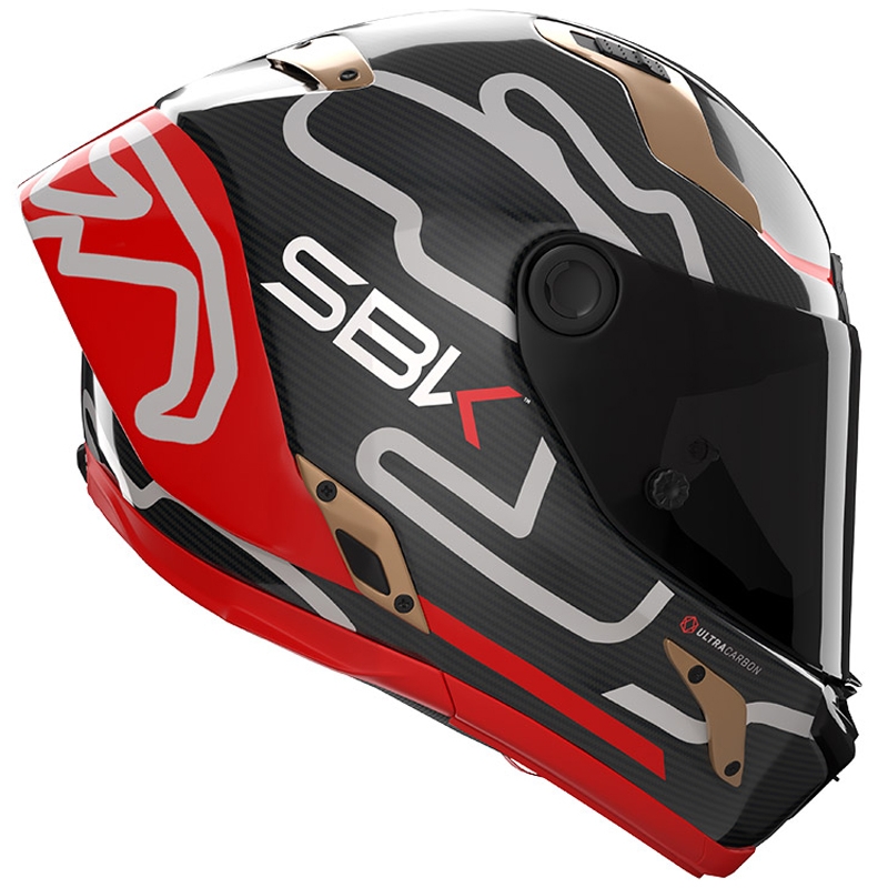 Casco integrale da moto Nolan X-804 RS Ultra Carbon SBK Nero lucido-Rosso-Oro
