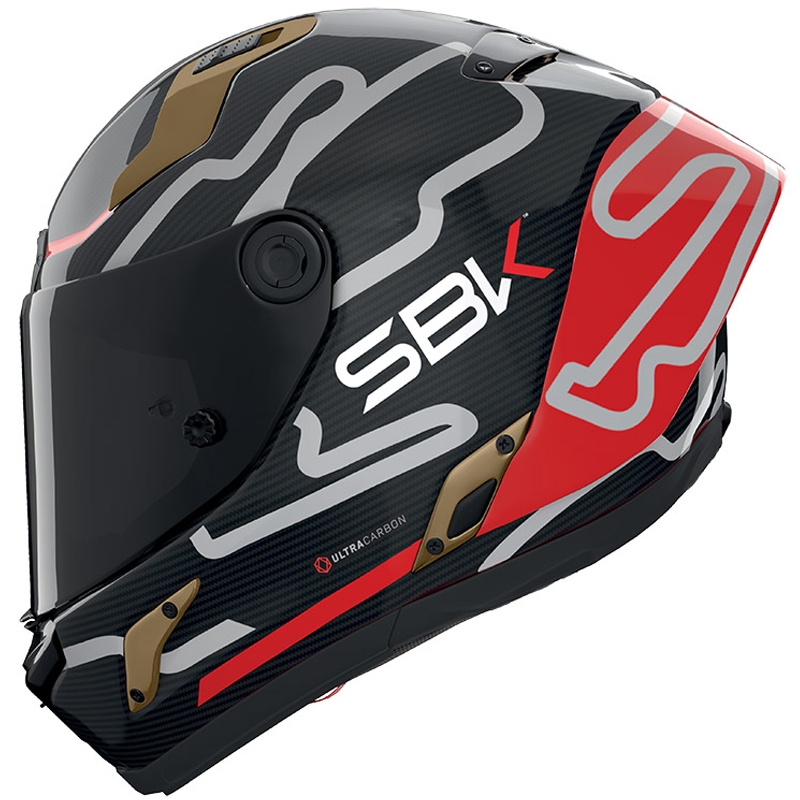 Casco integrale da moto Nolan X-804 RS Ultra Carbon SBK Nero lucido-Rosso-Oro