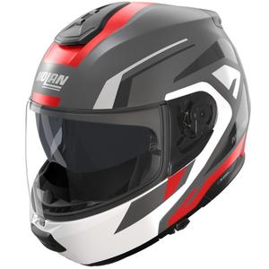 Casco moto apribile Nolan N100-6 Cinetico N-COM 361 grigio opaco-bianco-rosso