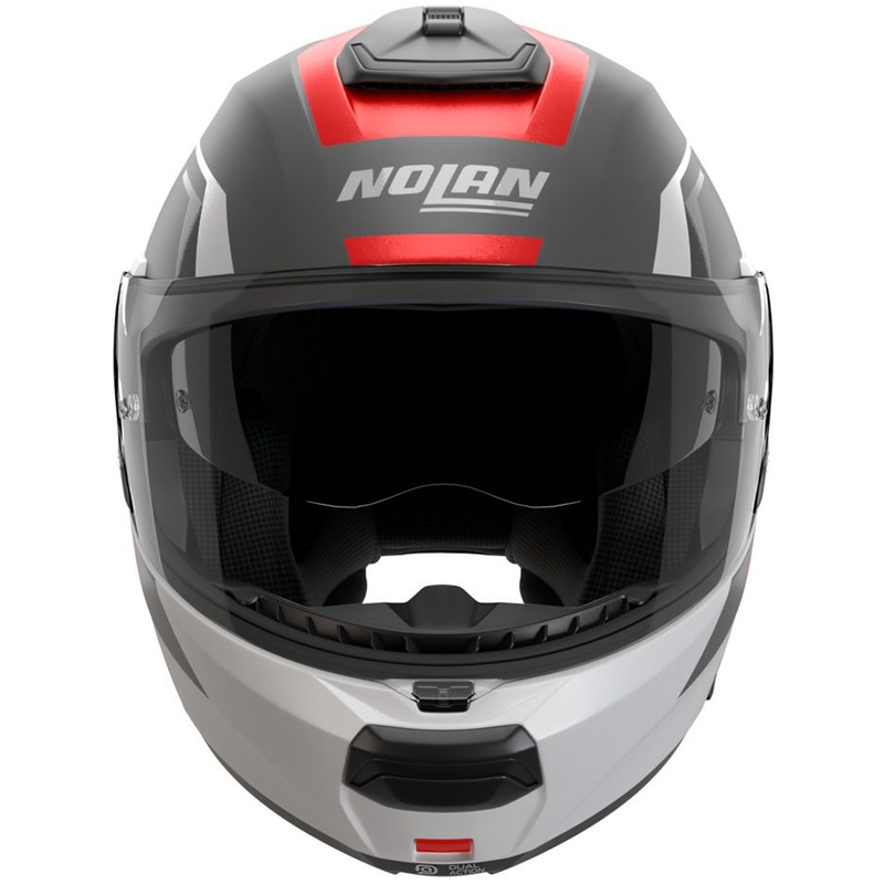 Casco moto apribile Nolan N100-6 Cinetico N-COM 361 grigio opaco-bianco-rosso