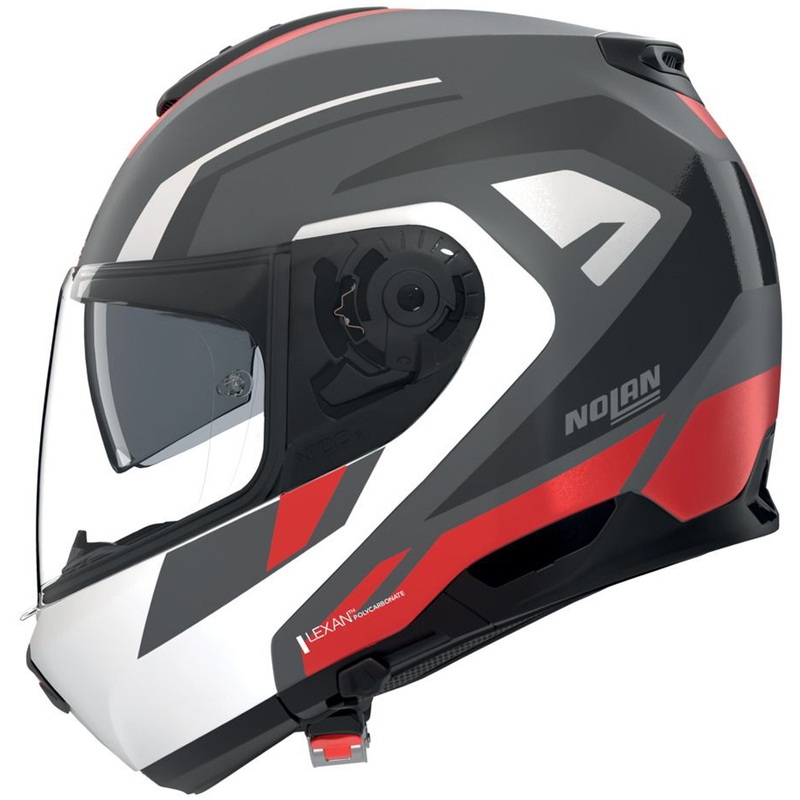 Casco moto apribile Nolan N100-6 Cinetico N-COM 361 grigio opaco-bianco-rosso