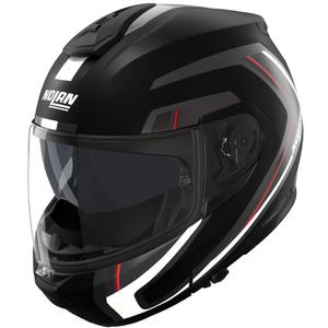 Casco moto apribile Nolan N100-6 Radiante N-com 357 nero-argento-rosso