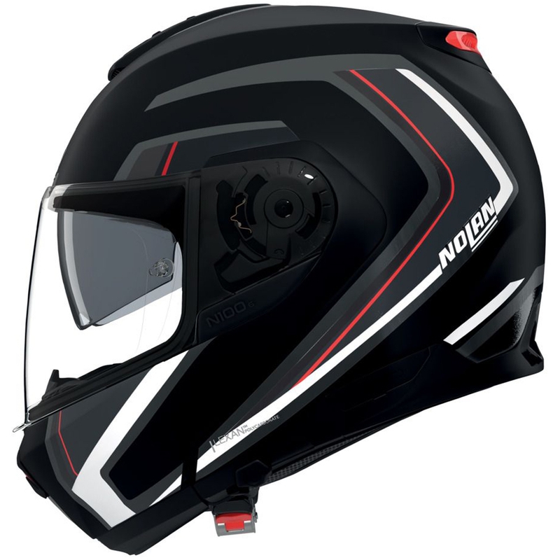 Casco moto apribile Nolan N100-6 Radiante N-com 357 nero-argento-rosso