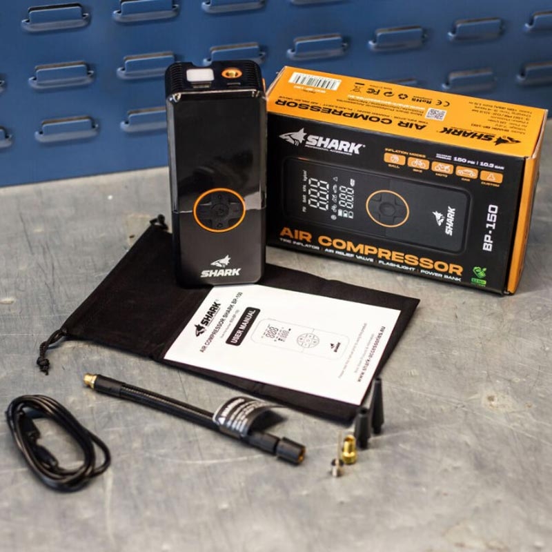 Compressore a batteria con power bank SHARK BP-150 nero