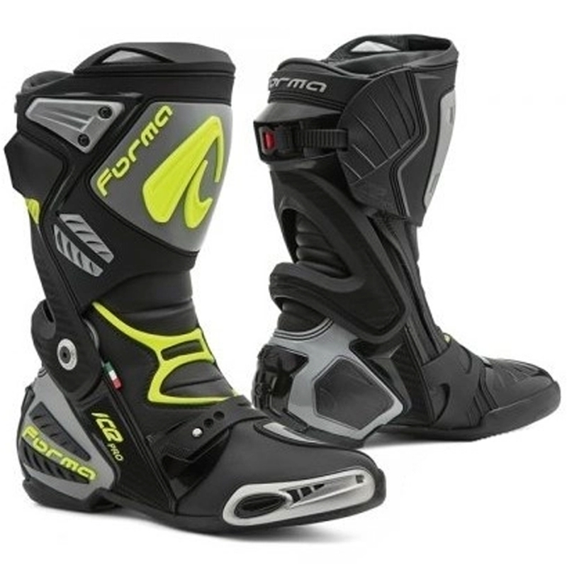 Stivali da moto Forma Ice Pro nero-grigio-giallo fluo