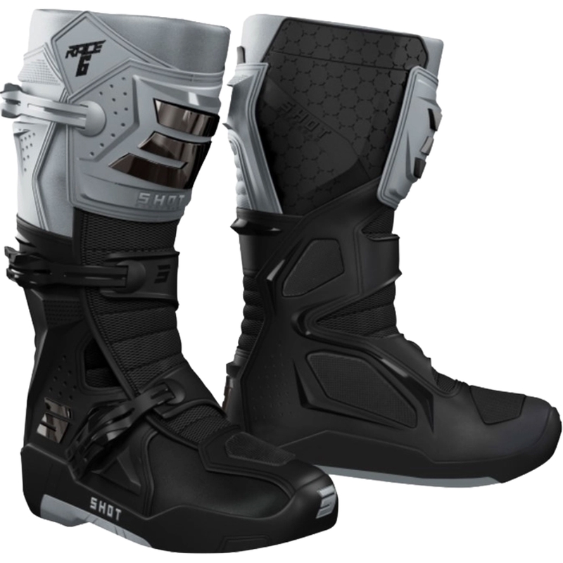 Stivali da moto Shot Race 6 nero-grigio-cromo