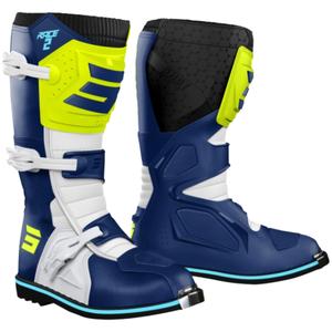 Stivali da moto Shot Race 2 blu-bianco-giallo fluo