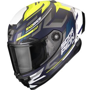 Casco integrale da moto Scorpion EXO-RACE Air Kobra FIM2 blu opaco-giallo fluo