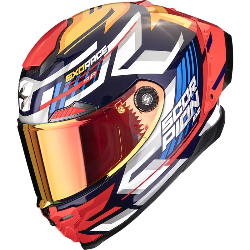 Casco integrale da moto Scorpion EXO-RACE Air Kobra FIM2 blu-giallo-rosso