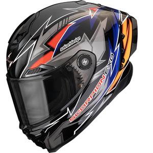 Casco integrale da moto Scorpion EXO-RACE Air Move On FIM2 nero-blu-arancione