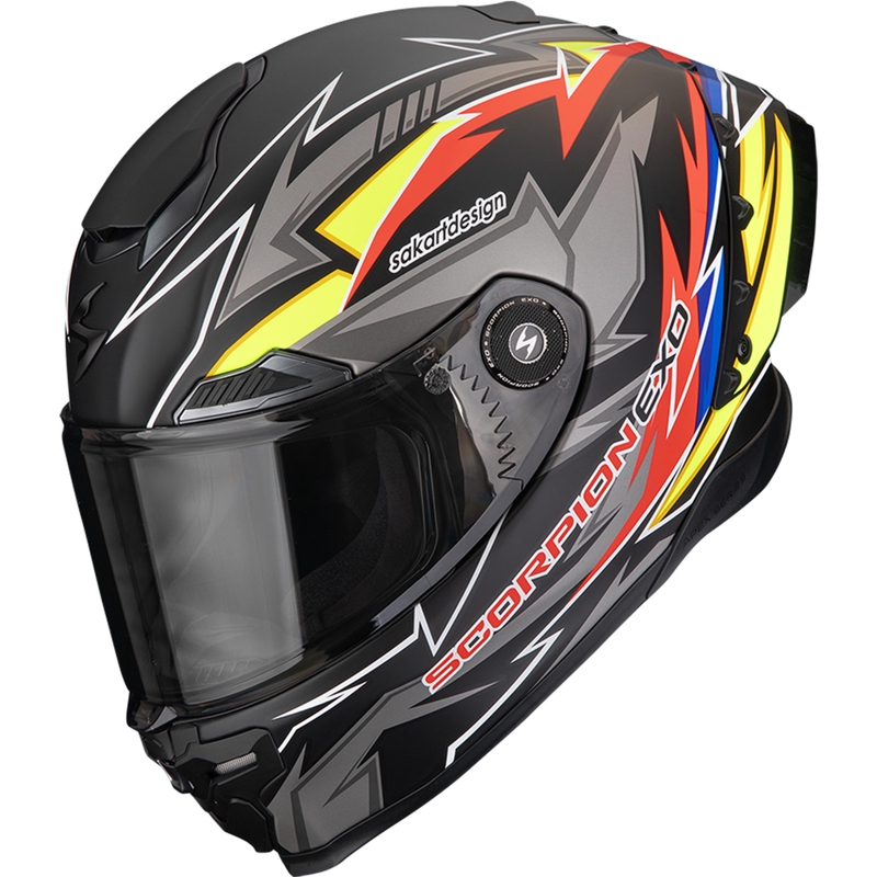Casco integrale da moto Scorpion EXO-RACE Air Move On FIM2 nero opaco-rosso-giallo