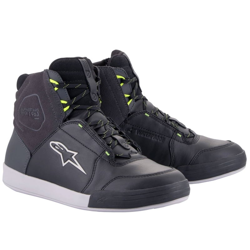 Stivali da moto Alpinestars Chrome Drystar nero-grigio-giallo fluo