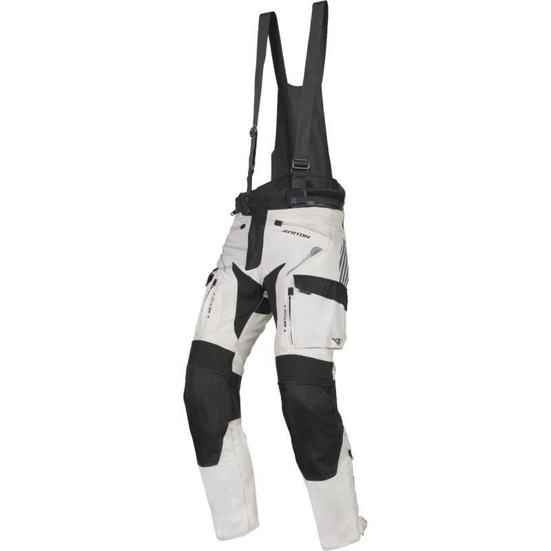 Pantaloni da moto Ayrton Rally II bianco-nero-grigio