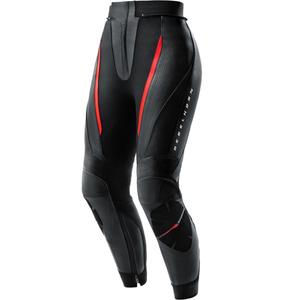 Pantaloni da motociclista in pelle da donna Rebelhorn Diva nero-rosso