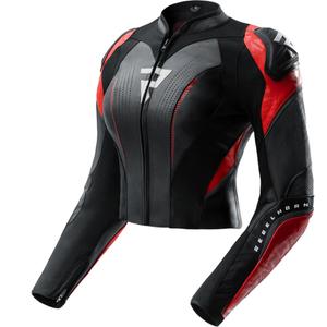 Giacca da moto in pelle da donna Rebelhorn Diva RS nero-rosso