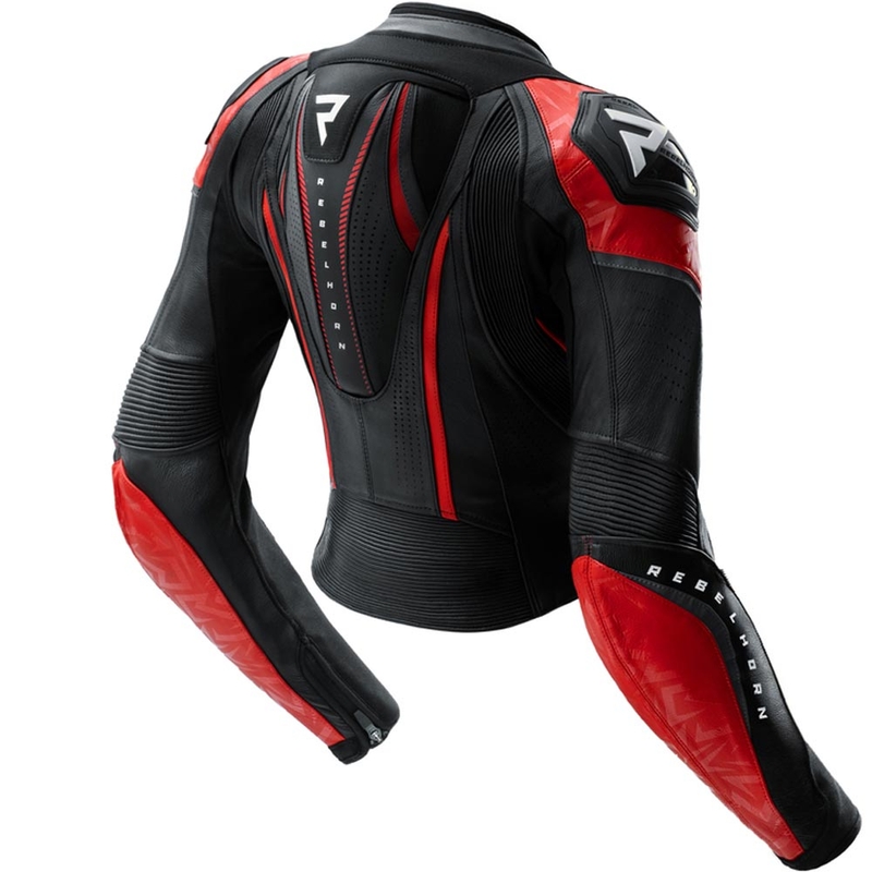 Giacca da moto in pelle da donna Rebelhorn Diva RS nero-rosso