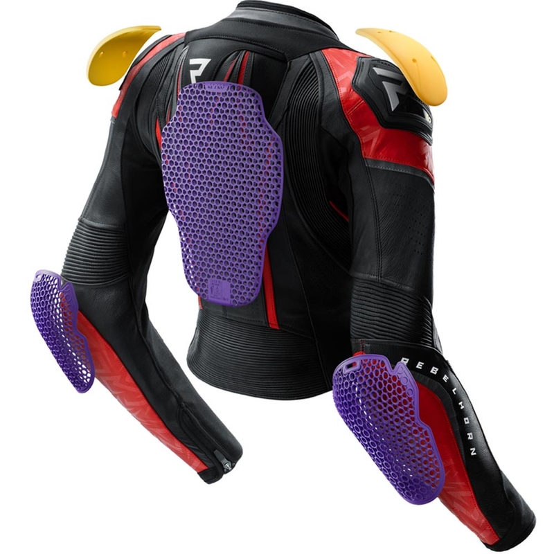 Giacca da moto in pelle da donna Rebelhorn Diva RS nero-rosso