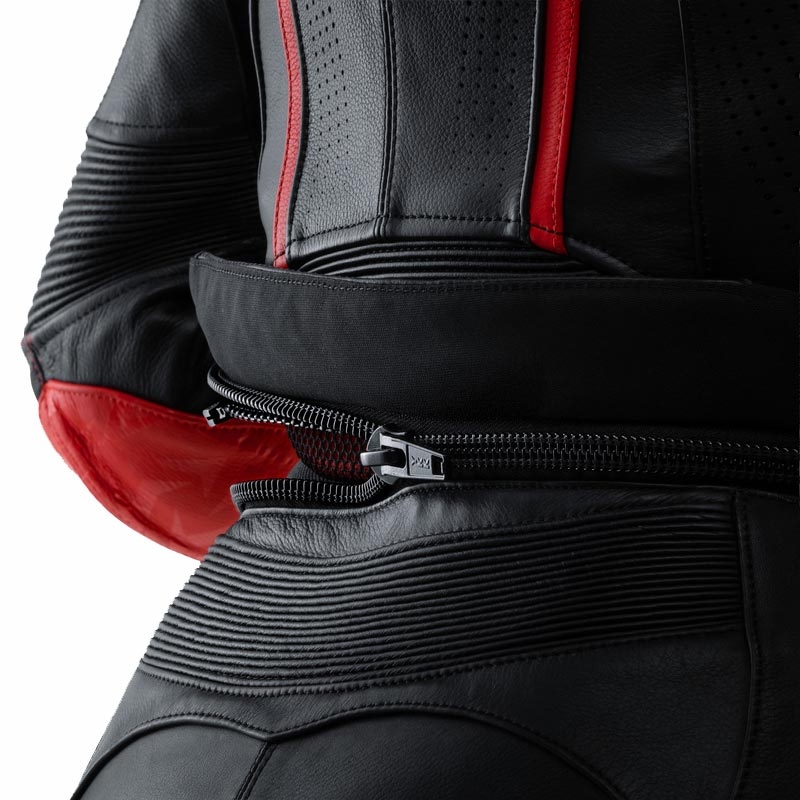 Giacca da moto in pelle da donna Rebelhorn Diva RS nero-rosso