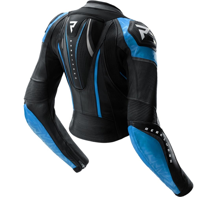 Giacca da moto in pelle da donna Rebelhorn Diva RS nero-blu