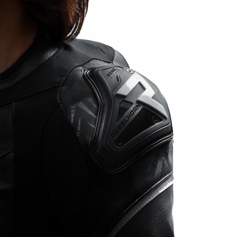 Giacca da moto in pelle da donna Rebelhorn Diva RS nero-bianco
