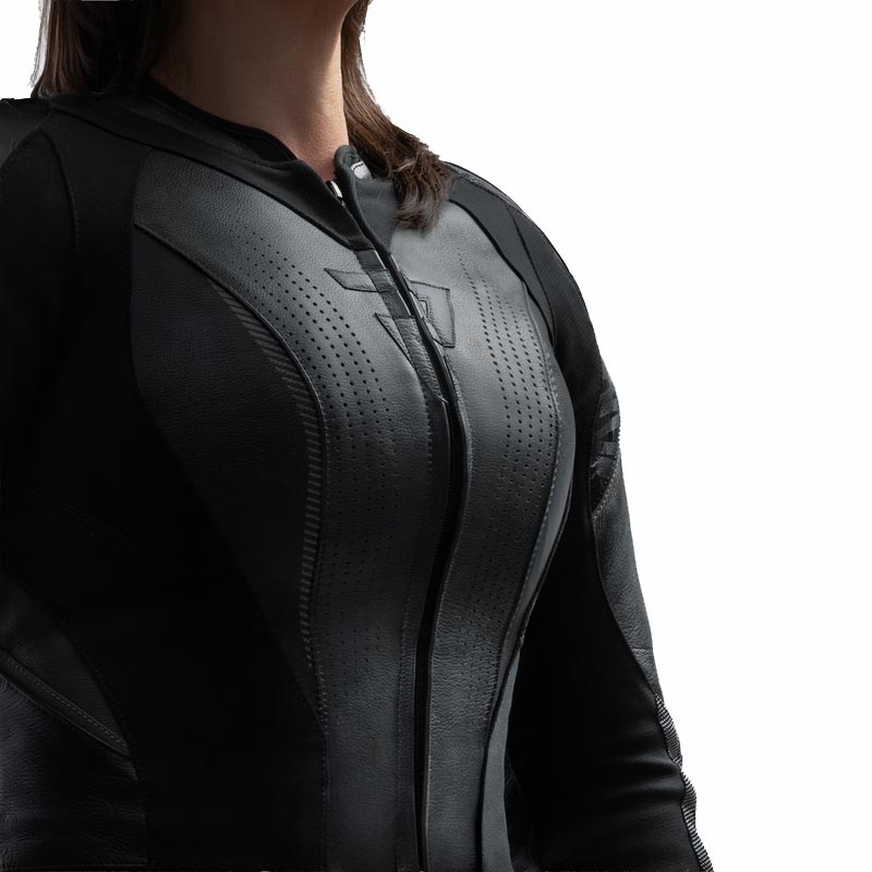 Giacca da moto in pelle da donna Rebelhorn Diva RS nera