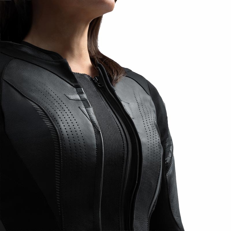 Giacca da moto in pelle da donna Rebelhorn Diva RS nera